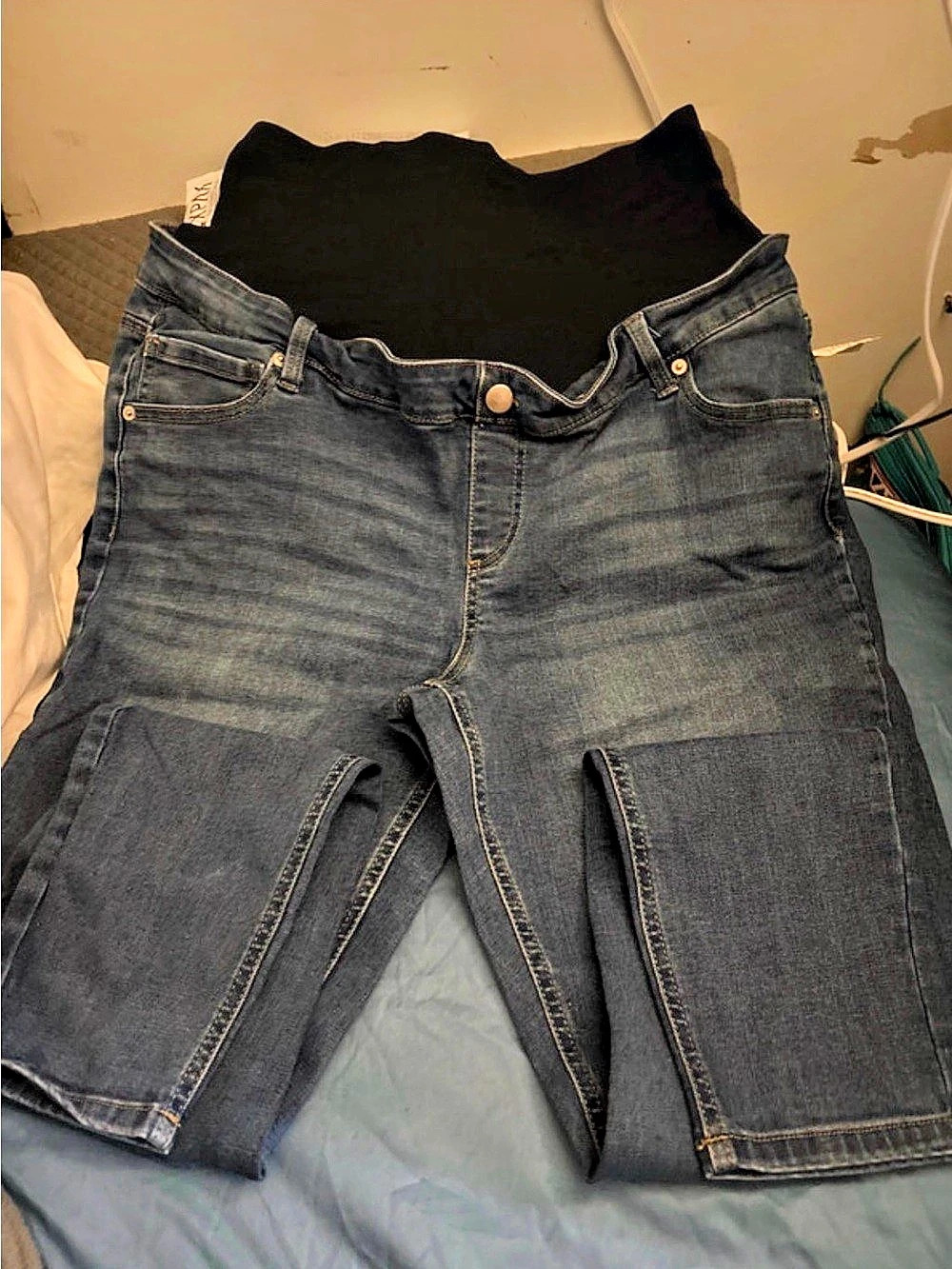 Time and Tru Women's Maternity Skinny Jeans Blue Straight Leg Jeans